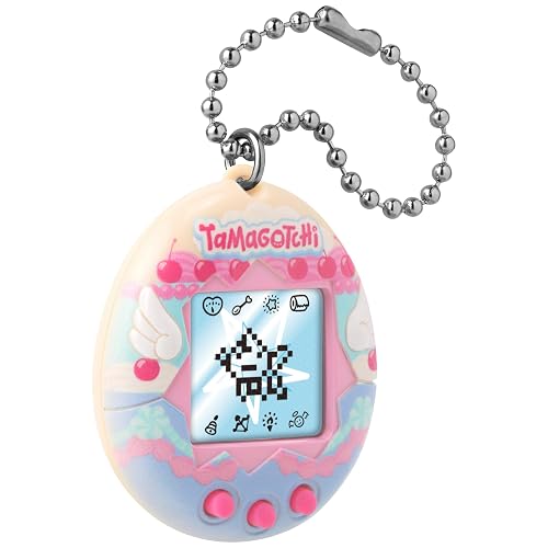 TAMAGOTCHI - Mascota Virtual Original Pastel de Ángel, con Llavero | Mascota digital clásica con minijuegos, sensor de toque, evolución según tus cuidados, batería incluida
