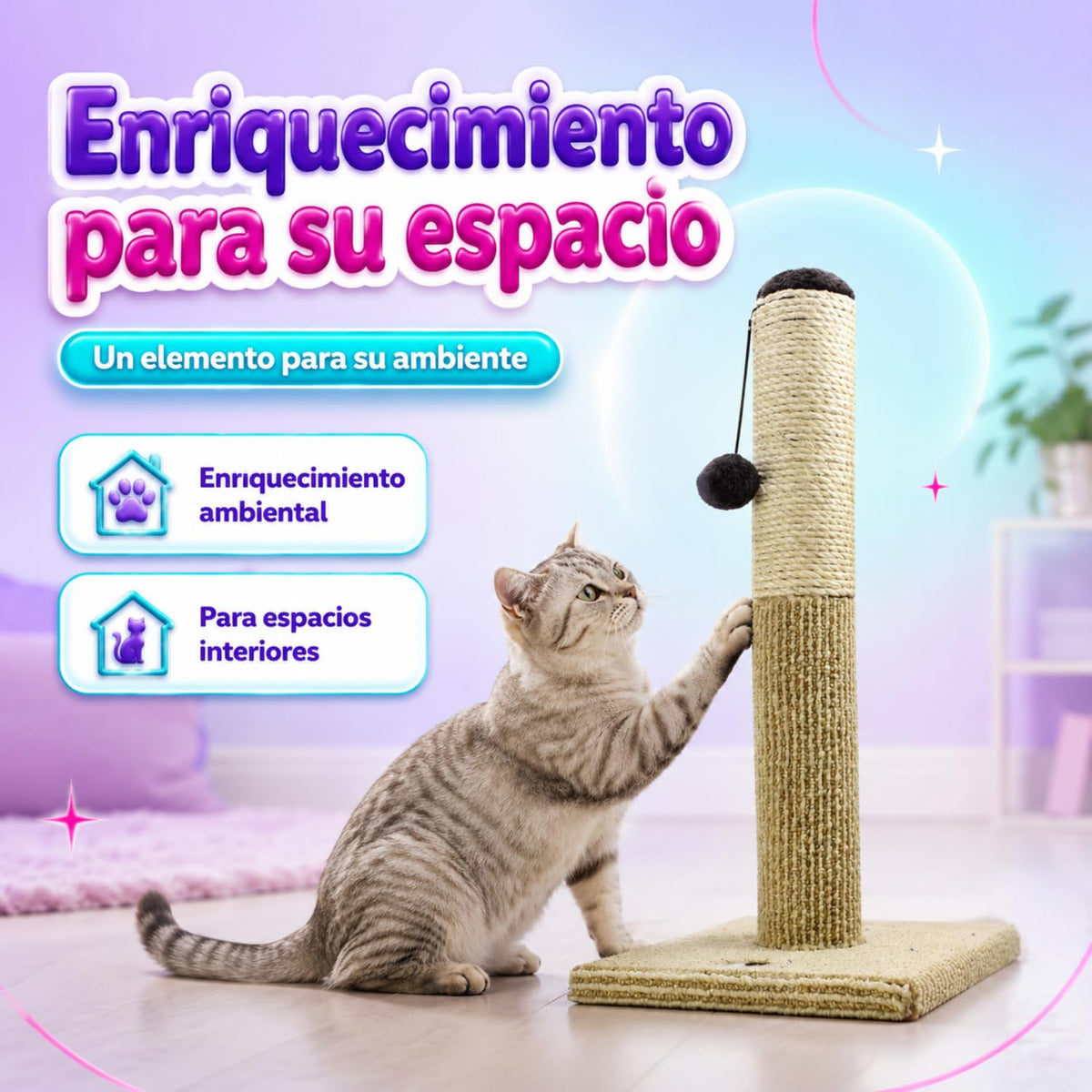 Fancy Pets Poste Rascador de 55 centímetros para Gato Color Natural