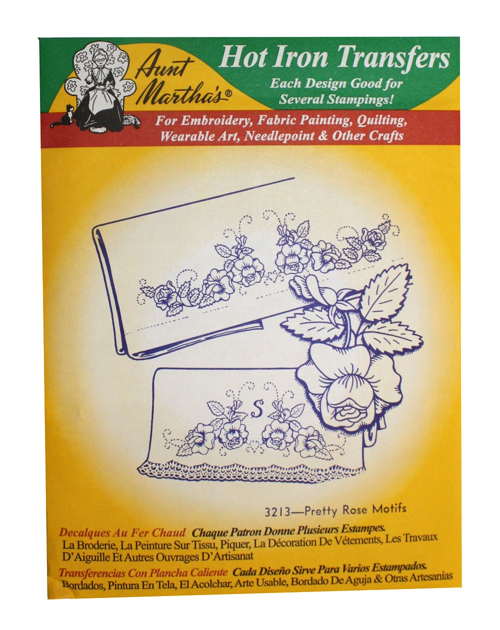 Aunt Martha's Iron On Transfer Patterns for Stitching, Embroidery or Fabric Painting, Patterns for Linens, Set of 5
