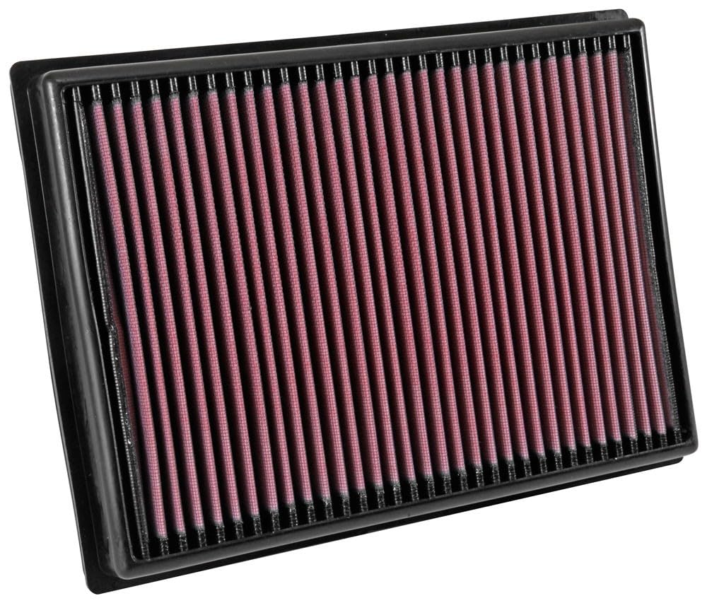 K&N 33-3045 Filtro de Aire de Alto Flujo Lavable para Mitsubishi y Toyota 2004-2024, Rojo, Paquete de 1