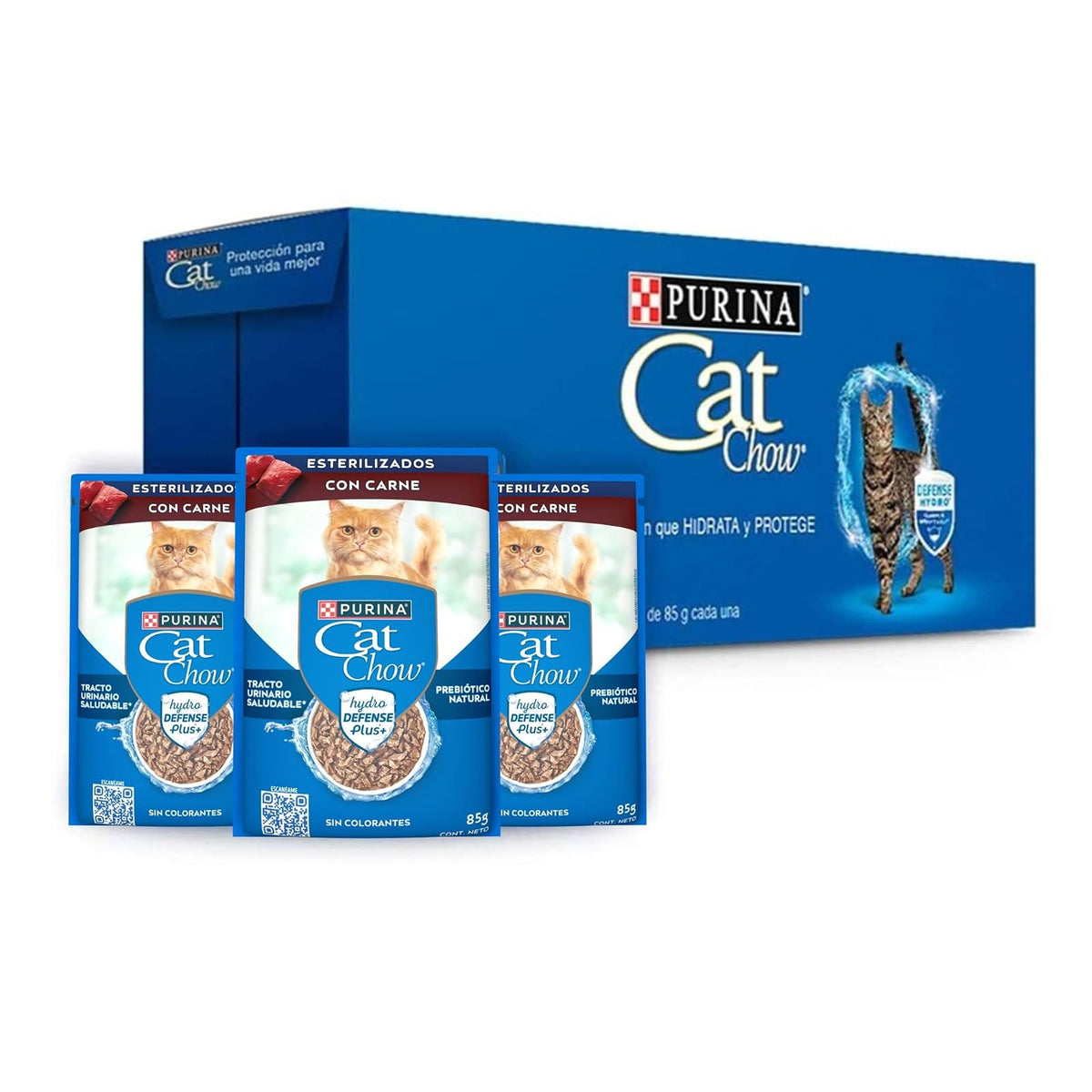 Purina Cat Chow Adulto Esterilizado Todos los Tamaños Sabor Carne 24pack de 85g