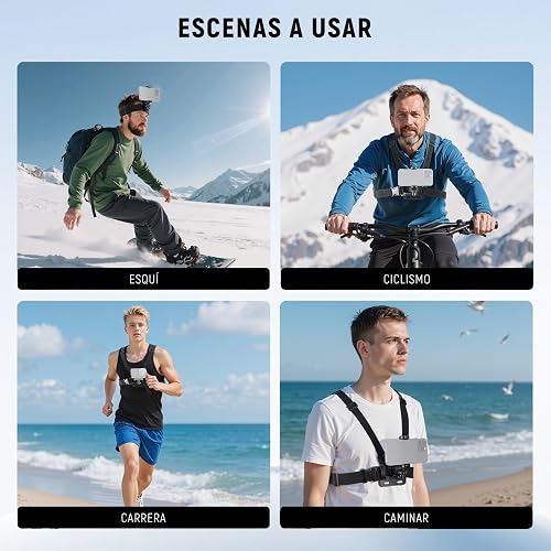 NEEWER Arnés Pecho Montaje Teléfono Correa Cabeza, Kit Accesorios Liberación Rápida Videollamadas Grabación Filmación, Compatible con iPhone GoPro Hero Insta360 dji AKASO Action Camera, GP-74