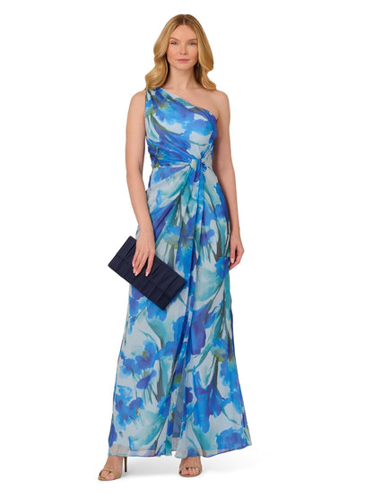 Adrianna Papell Print Chiffon Long Dress Vestido para ocasión Especial Mujer