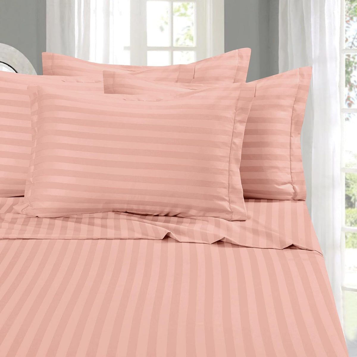 Elegant Comfort Juego de Sábanas 6 Piezas Microfibra Premium - Queen - Rosa empolvada