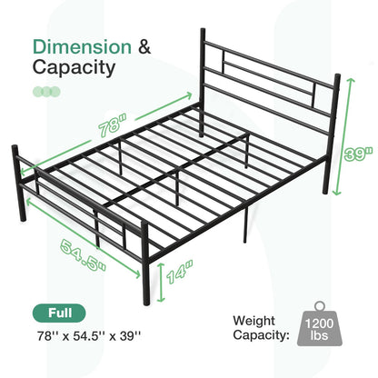 Novilla Marco de Cama de 14 Pulgadas de Metal Plataforma de Metal, Bajo la Cama de Almacenamiento de Listones de Metal Resistente