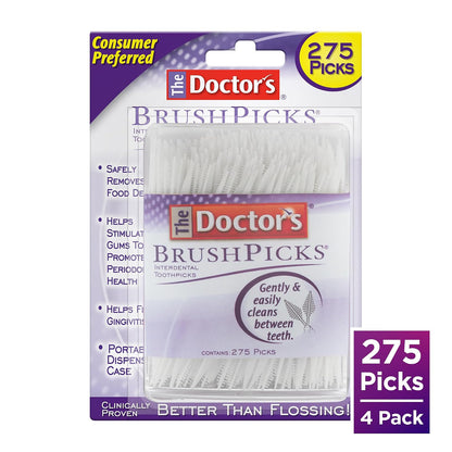 Palillos de dientes interdentales The Doctor's , ayuda a combatir la gingivitis, 1100 unidades (4 paquetes de 275 unidades)