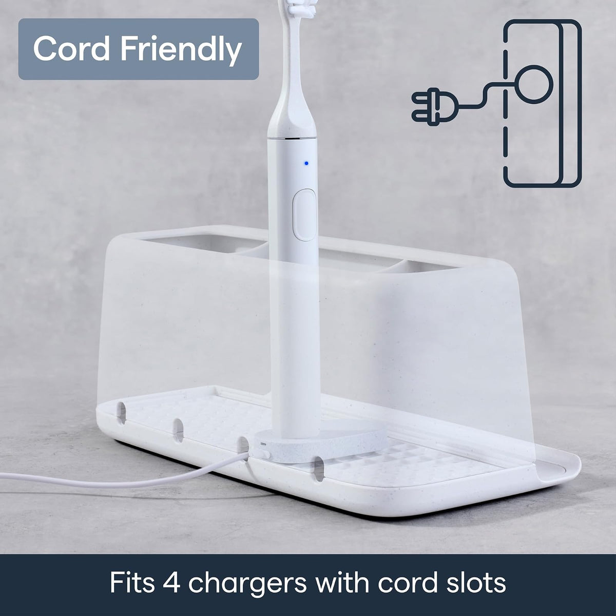 YouCopia The Ledge - Soporte para Cepillo para Polvo de Dientes, 3 Ranuras, Organizador de Cambiador de baño con Ranuras para Cables, Base extraíble y Almacenamiento para teléfonos, Pasta Dental y