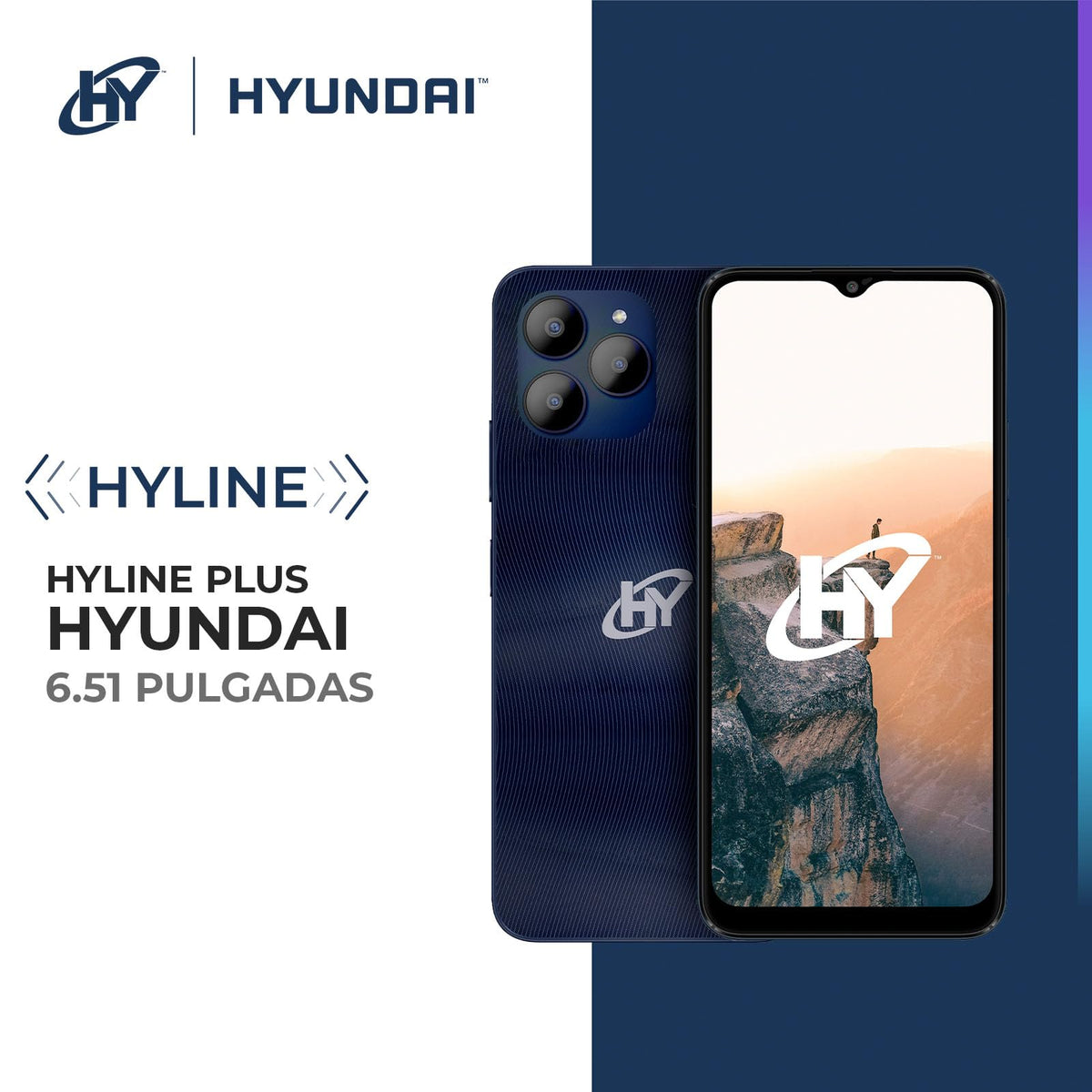 HYUNDAI, HyLine Plus Smartphone, Pantalla Digital 6.56”, Android 13, Celular con Sensor de Huella, Almacenamiento 64GB