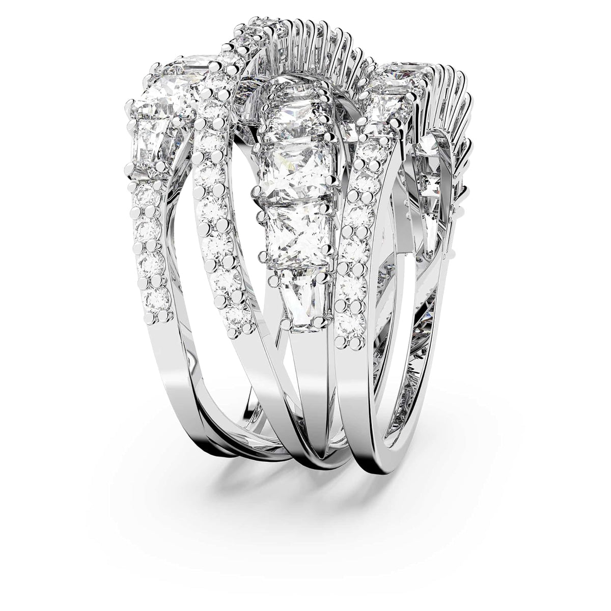 Swarovski Anillo Twist Wrap, Tallas mixtas, Blanco, Baño de rodio