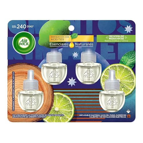 Air Wick Repuestos para Aromatizante Eléctrico, Maderas y Cítricos, 4 Piezas de 20 ml c/u