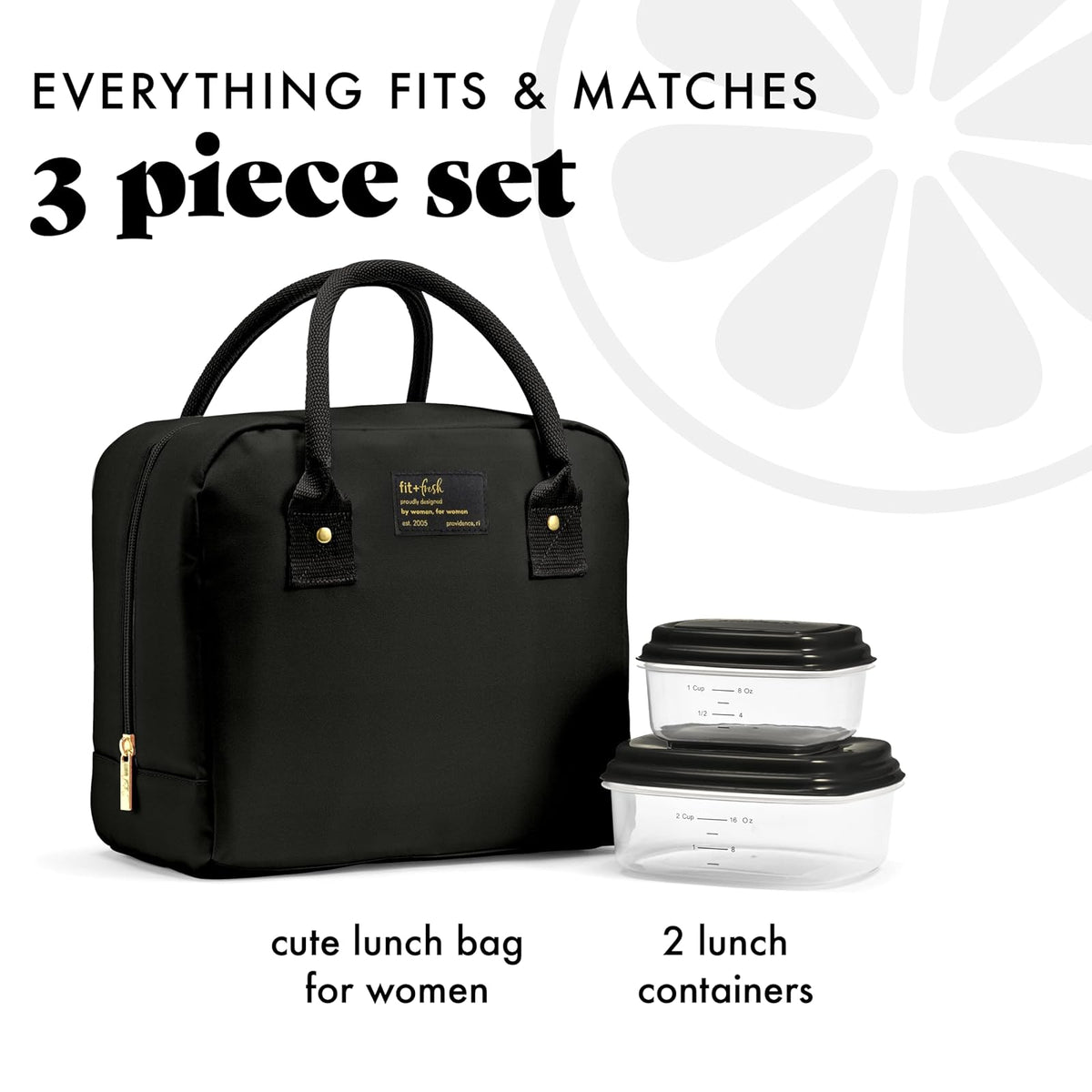 Fiambrera para mujer, con aislamiento para el trabajo, a prueba de fugas y resistente a las manchas, con contenedores, bolsa Bloomington con cierre de cierre, color negro