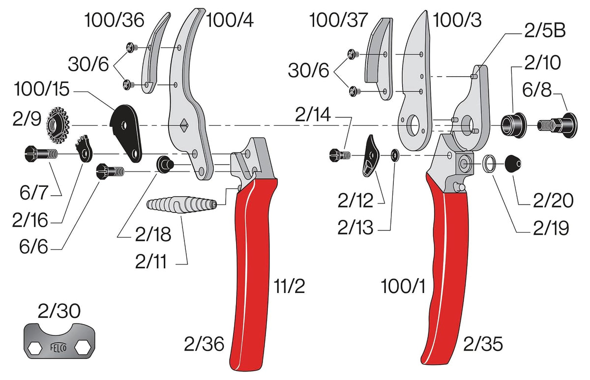 FELCO Tijeras de podar Rosas (F 100) – Podadoras de jardín de Acero de Alto Rendimiento de fabricación Suiza con una Sola Mano