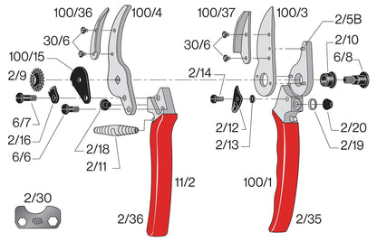 FELCO Tijeras de podar Rosas (F 100) – Podadoras de jardín de Acero de Alto Rendimiento de fabricación Suiza con una Sola Mano