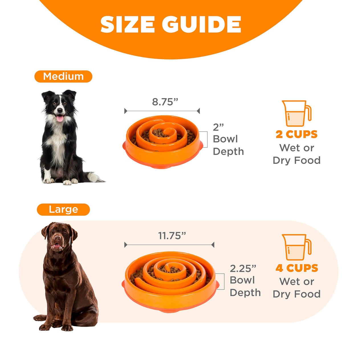 Outward Hound Divertido comedero para Perros con alimentación Lenta para Detener la Sangre para Perros, Anaranjado, Large