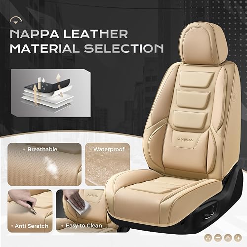 Coverado Fundas de Asiento de Automóvil Delantero Piel Napa Impermeable Universal