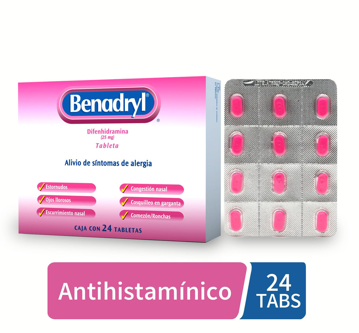 Benadryl, Antihistamínico 24 Tabletas 270 Mg