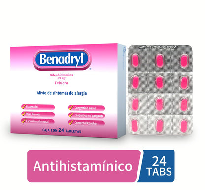 Benadryl, Antihistamínico 24 Tabletas 270 Mg