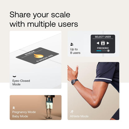 WITHINGS Body Smart - Báscula precisa para peso corporal y porcentaje de grasa, composición corporal Wi-Fi y Bluetooth, báscula de peso para bebé, báscula inteligente compatible con Apple Health,