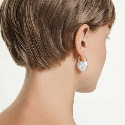 Swarovski Idyllia - Pendientes de gota con forma de corazón, color blanco