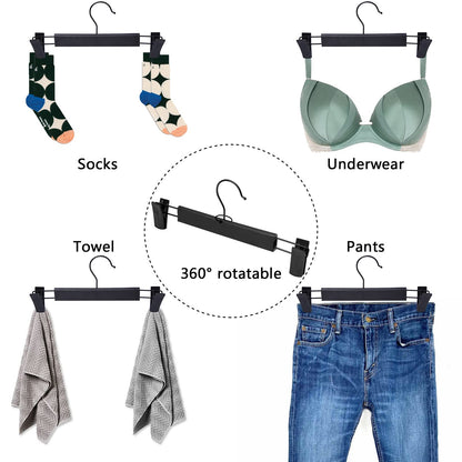 Northern Brothers - Paquete de 50 Perchas para Falda con Clips, Perchas Negras para Pantalones, Pantalones Cortos a Granel, Abrigos de Jeans, Perchas de Pantalones Resistentes para Hombres y Mujeres