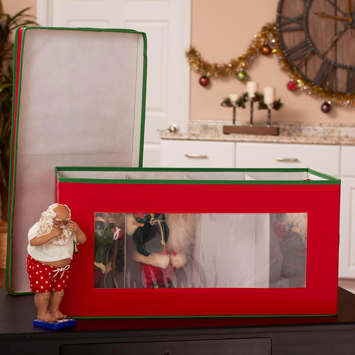 Household Essentials 554RED Figurine Holiday Vision Storage Box Chest, 8-Piece