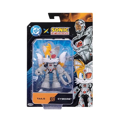 Jakks Pacific DC x Sonic The Hedgehog Figura de Acción Premium de 5 Pulgadas, Personajes Crossover Articulados (Shadow Batman, Tails Cyborg, Knuckles Superman), Edición Coleccionista, Multicolor
