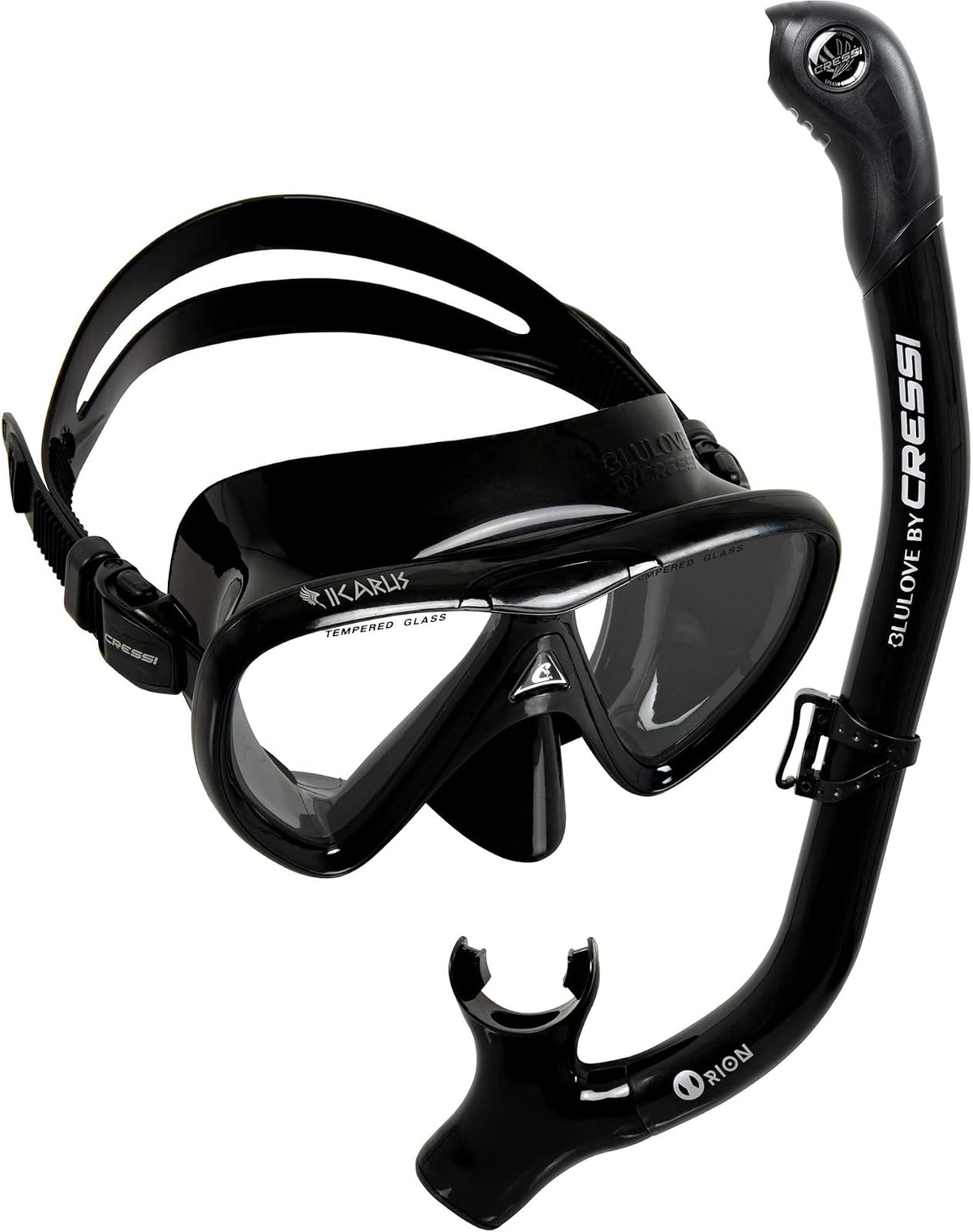Cressi Ikarus & Orion Kit de Snorkel para Adultos - Negro - Negro - Negro