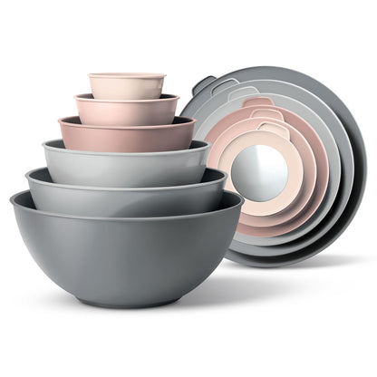 Cook with Color Juego de Cuencos de Acero Inoxidable con Tapas, 12 Piezas - Tapas TPR Ombre rosa