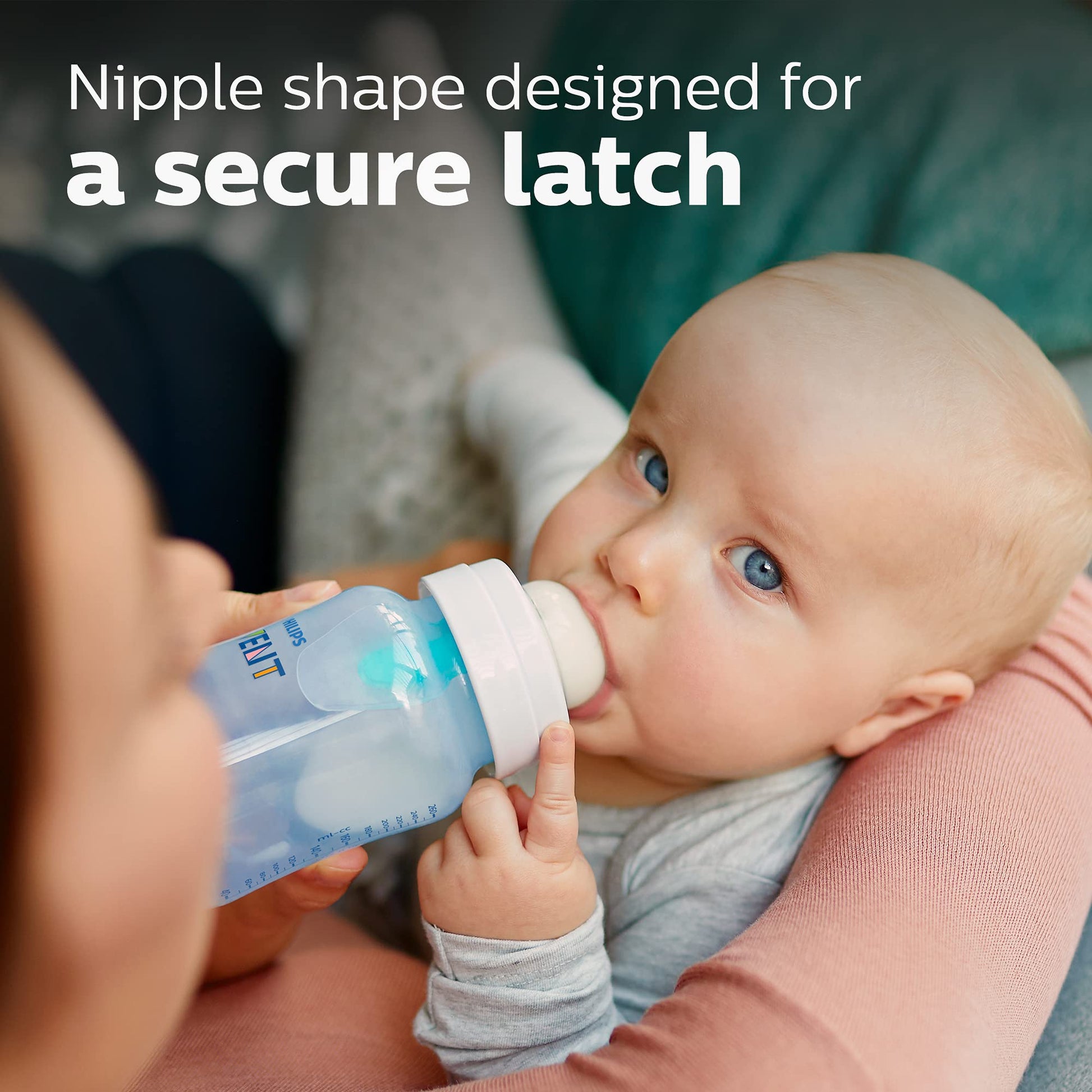 Philips AVENT Biberón anticólico, 9 onzas, paquete de 4, azul, SCY703/24