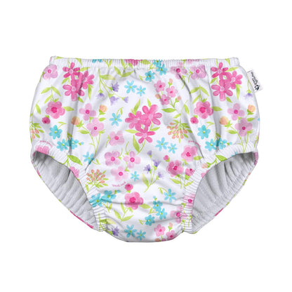i play. by green sprouts Pañal de natación Reutilizable. Pañal de natación para bebés y niños pequeños para bebés niñas - Ramo de Flores Blancas - 6-12 Meses