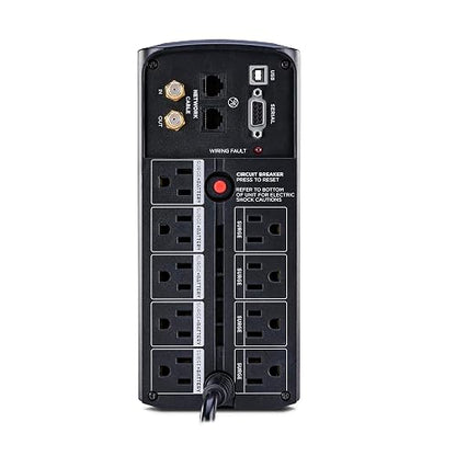 CyberPower CP1000AVRLCD 1000 VA NO Break, 1000 VA AVR, Negro | 1000VA/600W, 9 tomacorrientes, AVR, minitorre, certificado UL