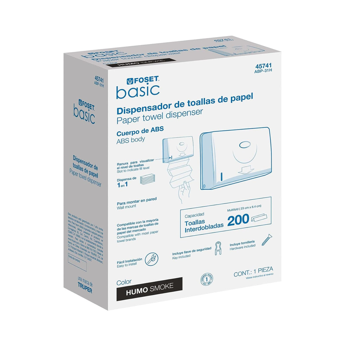 Dispensador p/Toallas Papel, Humo, Basic