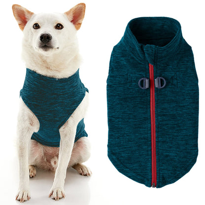 Gooby Suéter de Forro Polar con Cremallera para Perro - Small chest (~13.5") - Lavado turquesa