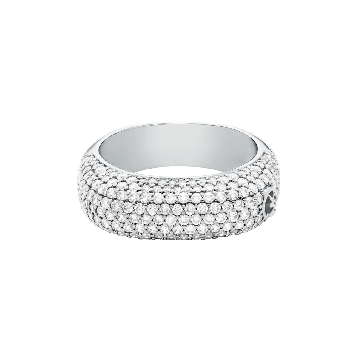 Anillo cuadrado Michael Kors de latón en color plateado para mujer, MKJ8602040 talla 7