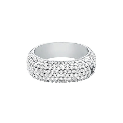 Anillo cuadrado Michael Kors de latón en color plateado para mujer, MKJ8602040 talla 7