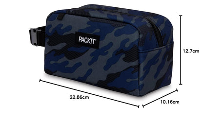 PackIt - Caja de aperitivos congelable, camuflaje deportivo azul marino, EcoFreeze, reutilizable, cierre con hebilla, para todas las edades