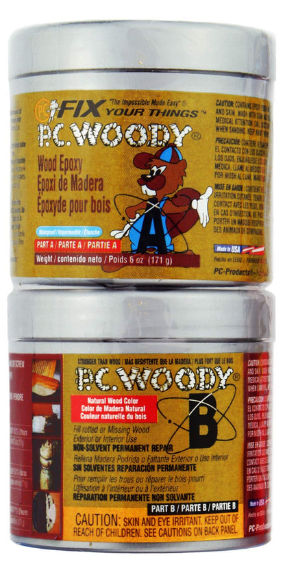PC Products PC-Woody Two-Part Wood Repair Epoxy Paste, 6 oz in Two Cans, Tan