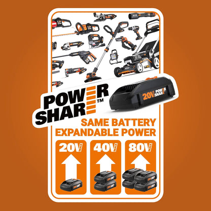 Worx JawSaw - Compartir de alimentación de motosierra inalámbrica de 20 V - WG320 (batería y cargador incluidos)