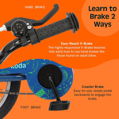 Retrospec Koda - Bicicleta Infantil de 16 Pulgadas con Ruedas de Entrenamiento y características de Seguridad, Bicicleta para Principiantes de Altura Ajustable para niños de 4 a 6 años