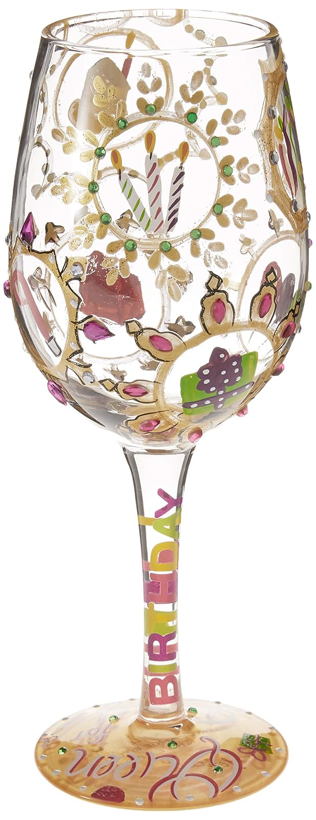 Lolita Glassware 4054095 Queen For A Day Wine Glass, 9", Multicolor
