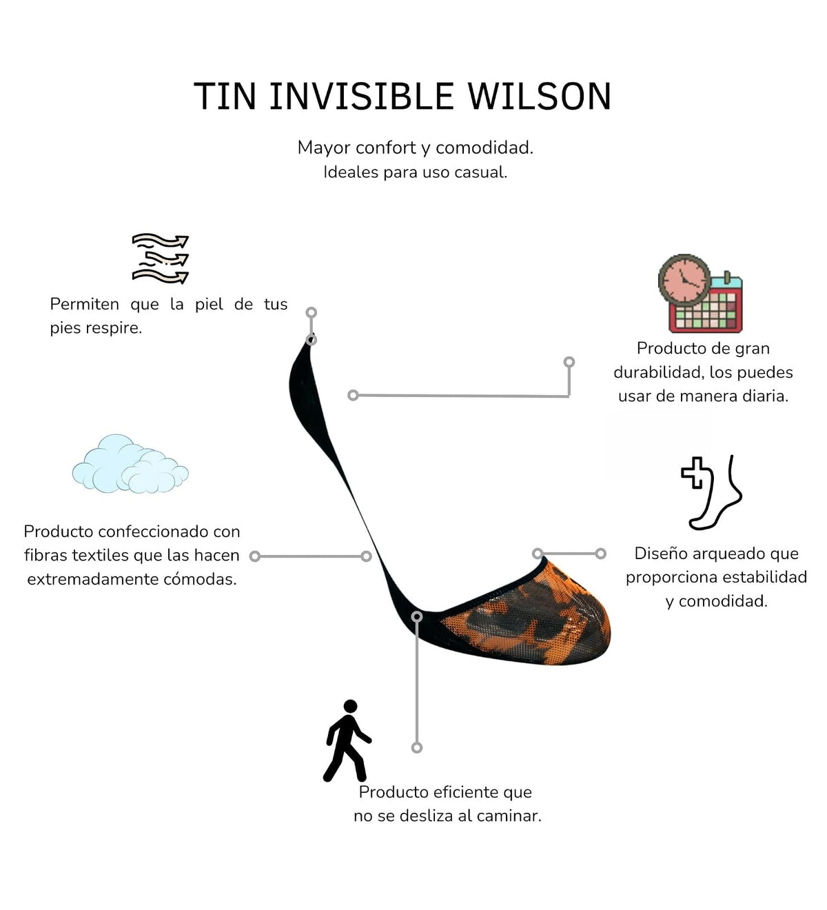 Wilson 10 Piezas Calcetines Invisibles para Mujer, color Multicolor, Talla Unica, B0419