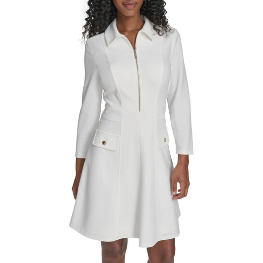 Tommy Hilfiger - Vestido para Mujer con Mangas 3/4 y Cuello de crepé