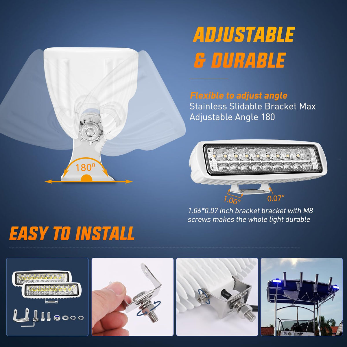 Nilight Marine 2 Luces LED de Navegacion 54 W, Haz de Inundacion Azul y Blanco, para Barco Kayak Yate, 18077CWB