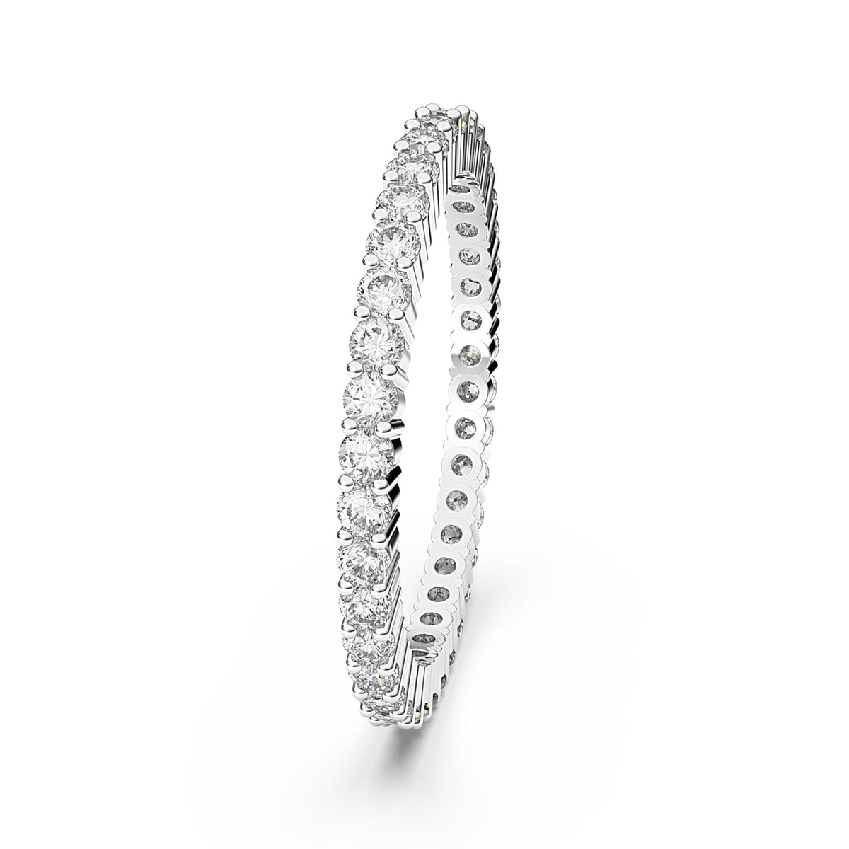 Swarovski Anillo Vittore, Talla redonda, Blanco, Tono plateado