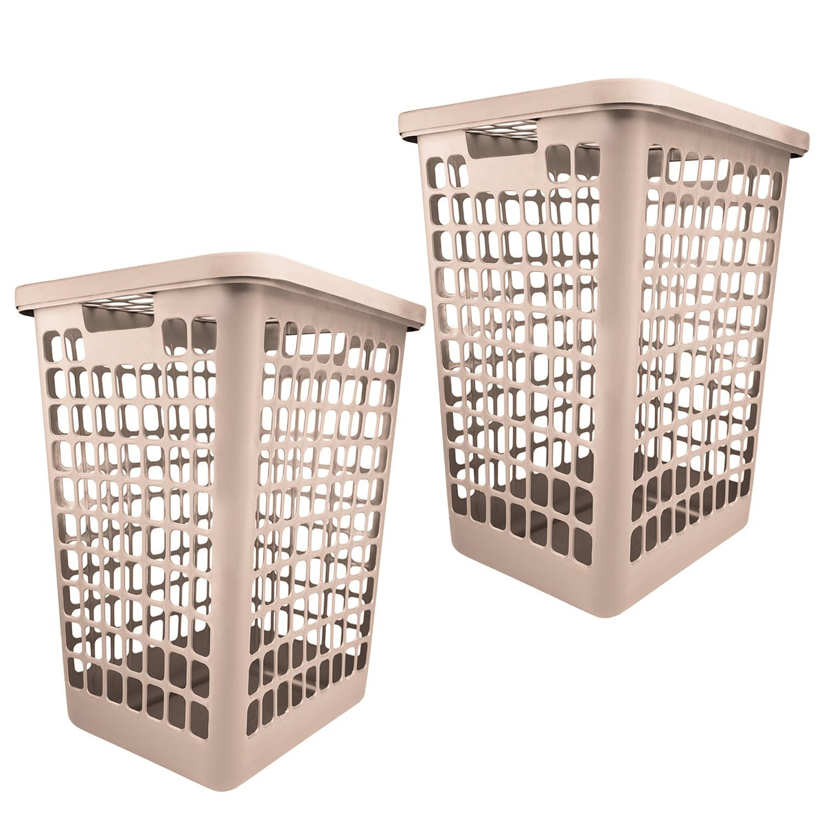 Guateplast Cestos para Ropa con Tapa 55 L | Juego de 2, beige, polipropileno, libre de BPA, asas ergonómicas