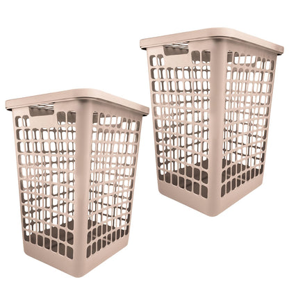Guateplast Cestos para Ropa con Tapa 55 L | Juego de 2, beige, polipropileno, libre de BPA, asas ergonómicas