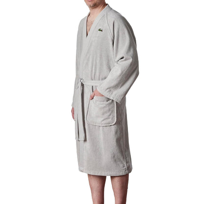 Lacoste Bata de Baño Piqué 100% Algodón - 41.5"L - Gris