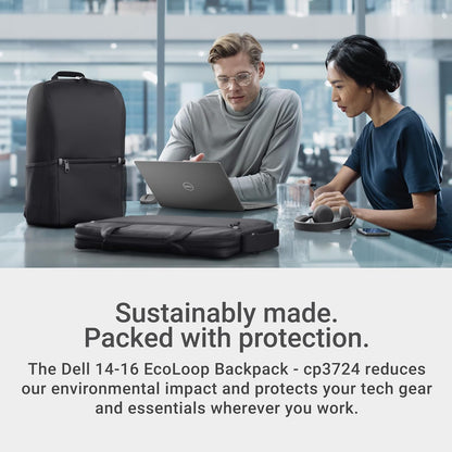Dell 14-16 EcoLoop Essential Mochila 14-16 - CP3724 - Ligera, dos bolsillos laterales de malla, organizador de accesorios integrado, funda acolchada dedicada para portátil - Negro