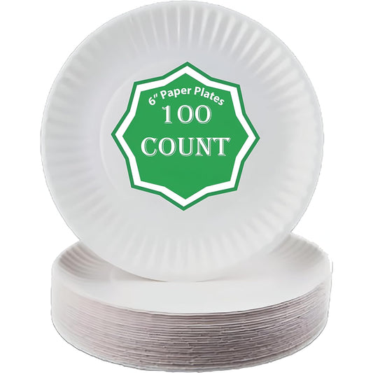 Spa Stix Plato de papel desechable de 6 pulgadas, paquete de 100 unidades (SS-Paper Plate 6-100)