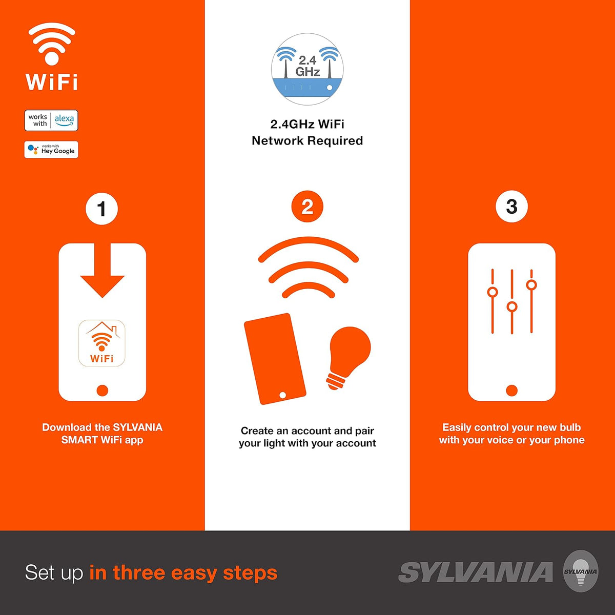 Sylvania Smart+ Wi-Fi a todo color regulable A19 LED, CRI 90+, equivalente a 60 W, funciona con Alexa y Google Assistant, 4 unidades
